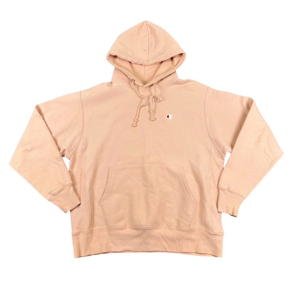 Champion Reverse Weave Hoodie Mens Large Peach Cotton Blend Heavy Athletic